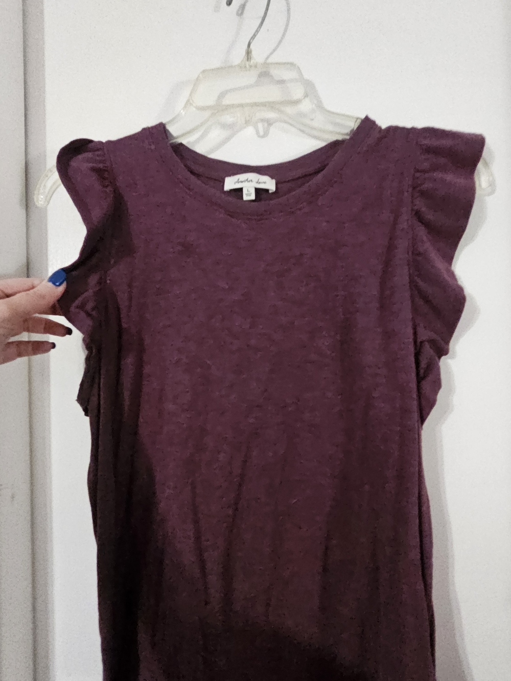 Another Love Plum Ruffle Sleeve Tee